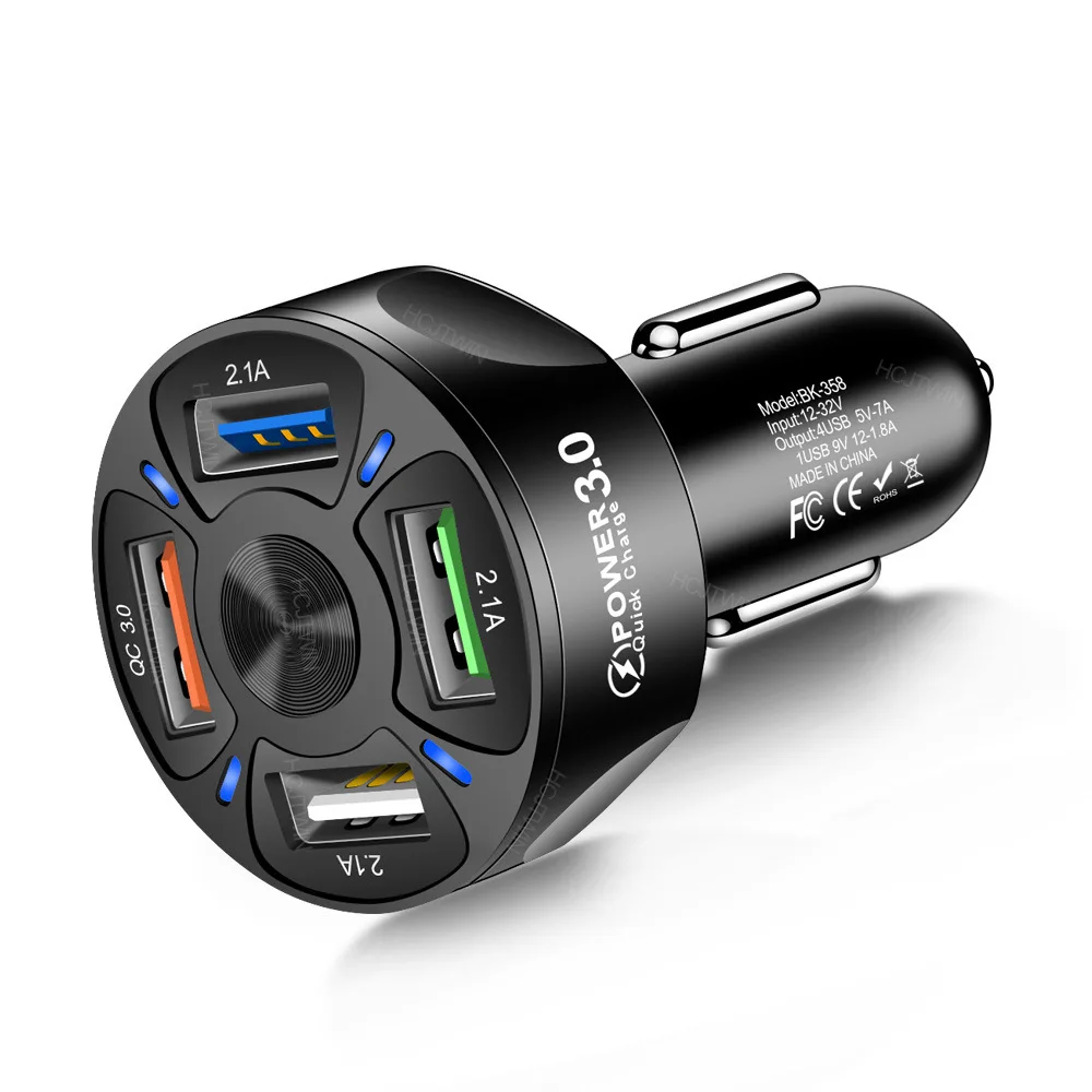 Wholesale Qc3.0 Car Charger 4usb Four Ports 1232v Black Smart Ic Fast