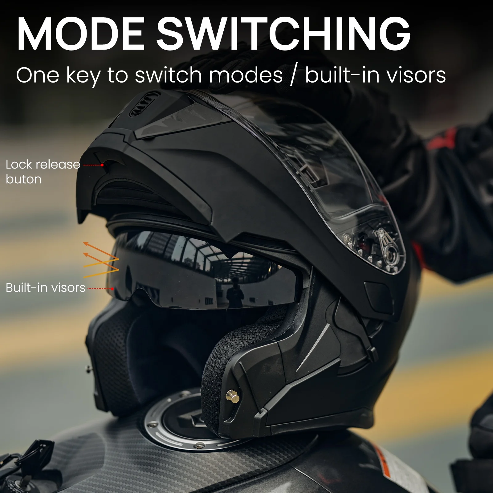 ILM Motorcycle Modular Full Face Helmet Dual Visor