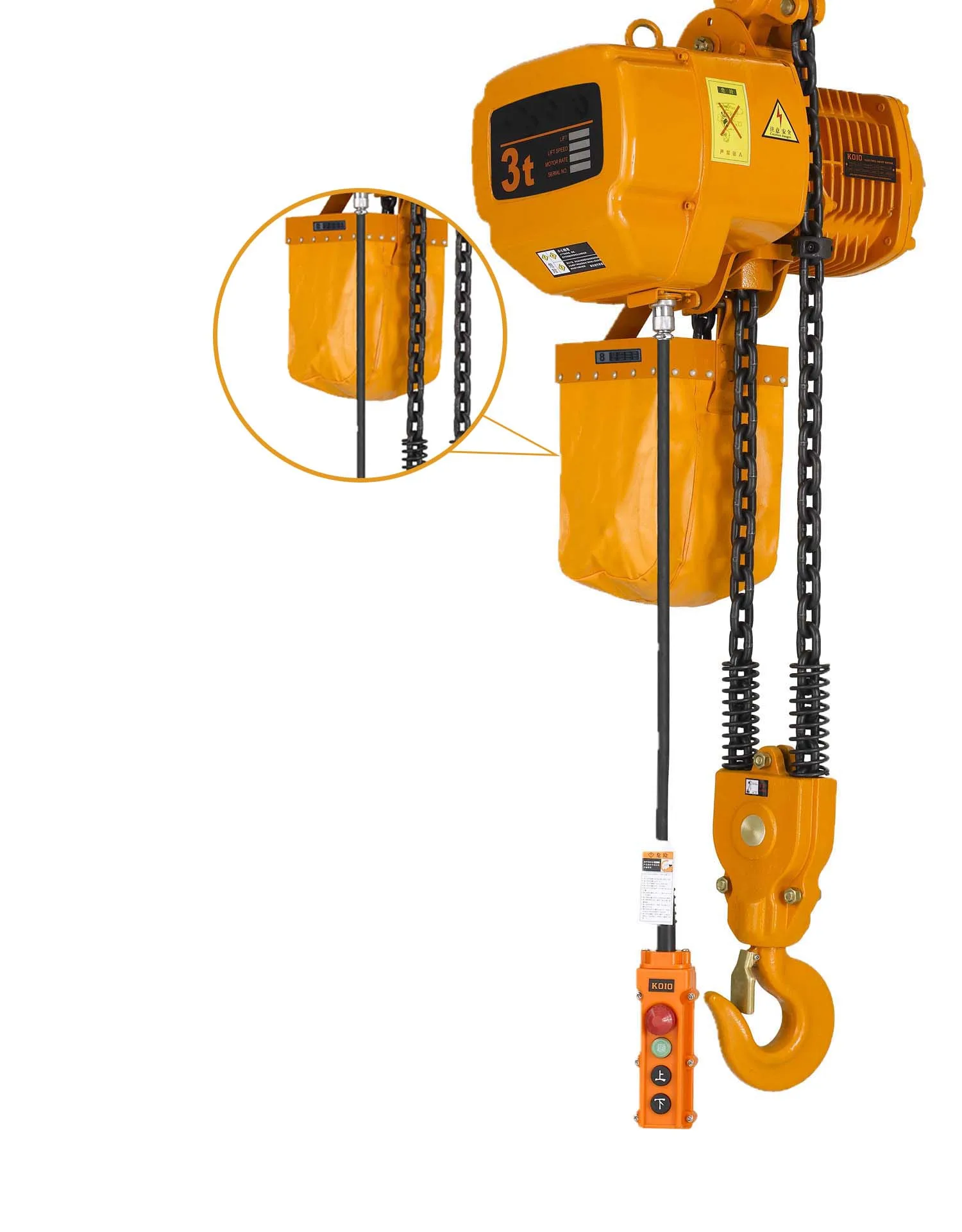 Heavy Duty Reinforced Double Chain 220v Hook Type Fixed Chain Hoist 5 Ton 5t Electric Chain