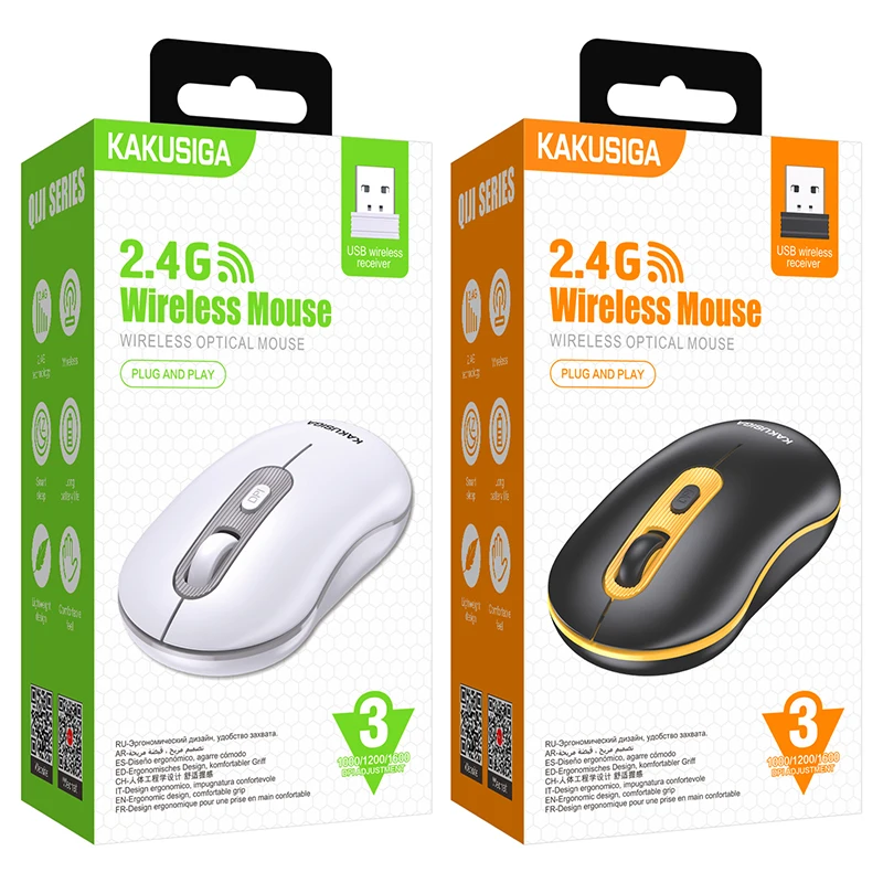 KAKUSIGA Wireless Optical Mouse 4D Button High Sensitivity USB Mouse for Business Office or Games