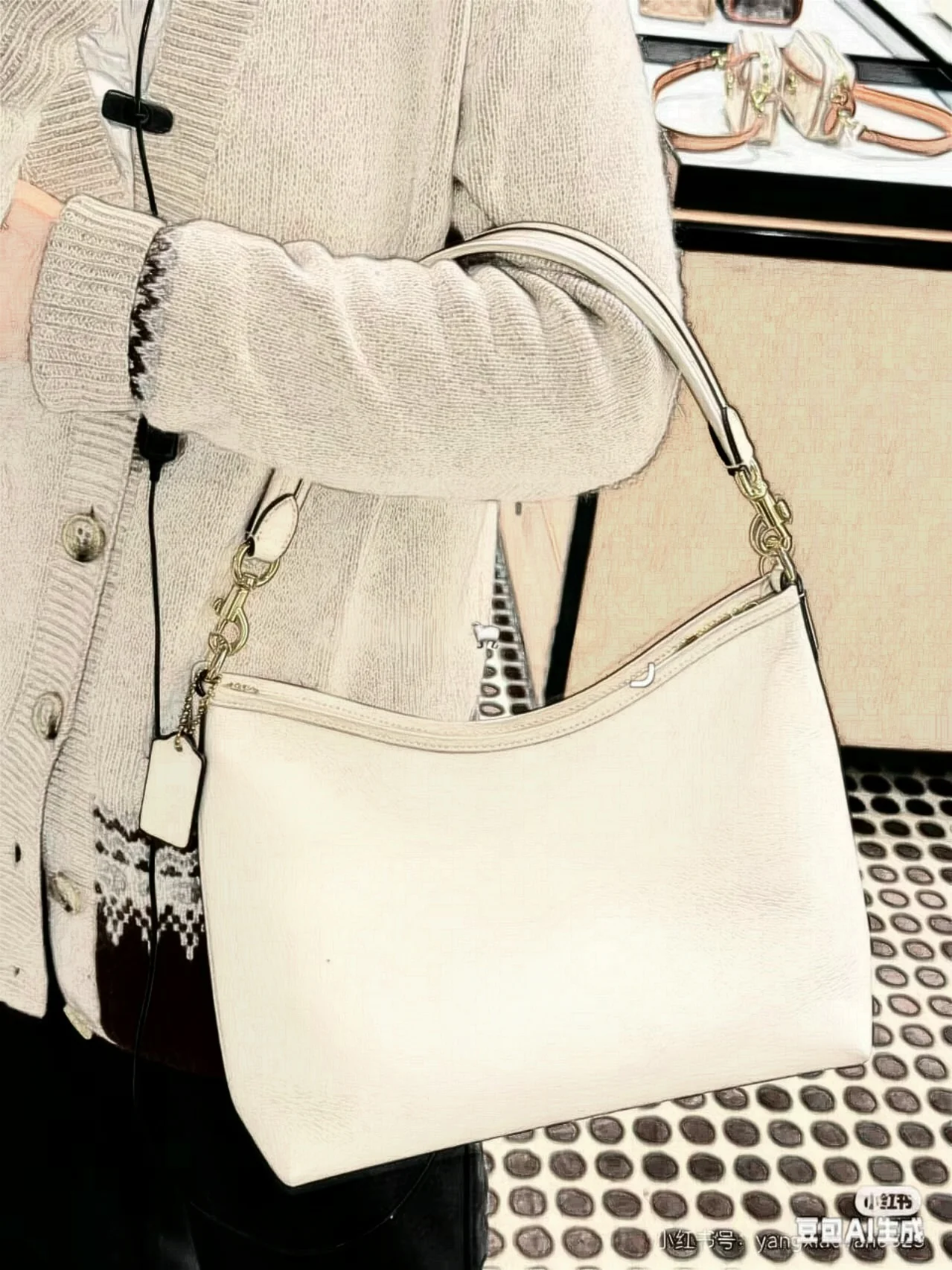New European-American Vintage Women’s Underarm Shoulder Crossbody Tote Bag Two Straps Zipper PU Lining Polyester High-grade