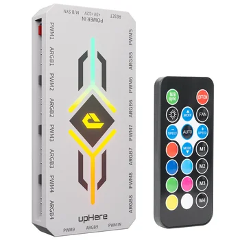 upHere ARGB Fan Hub Controller Motherboard Sync ARGB Sata Power PWM 5V 3Pin Addressable Remote Controller