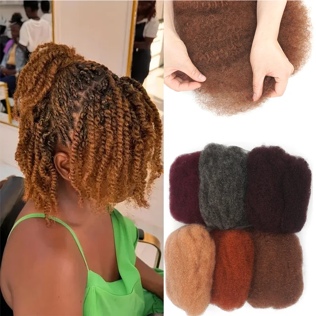 KAMA Brazilian Remy Afro Kinky Micro Twist Bulk Human Hair Dreadlocks Braids Weaves Extensions Thick Ends Black Women/Men