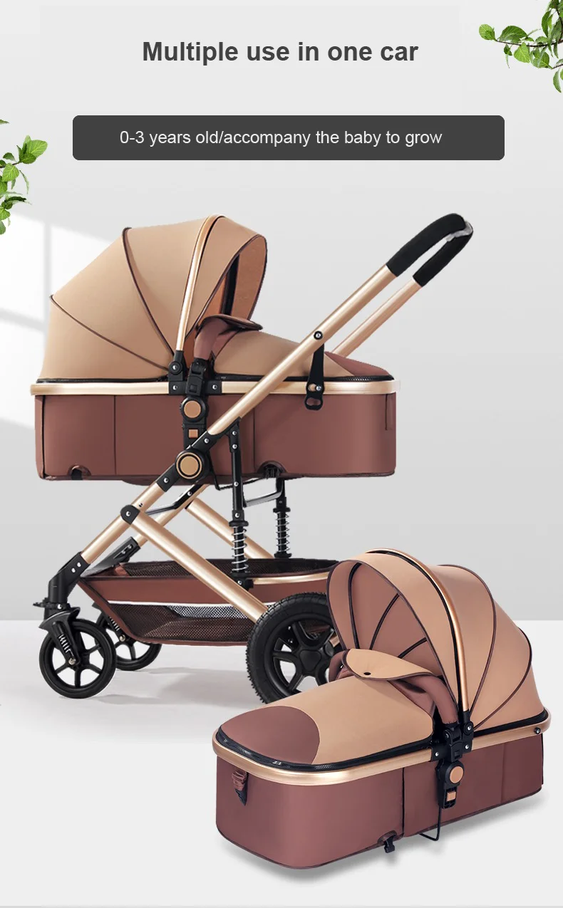 Poussettes 3 En1 Lightweight Kinderwagen Foldable Stroller Baby Pram