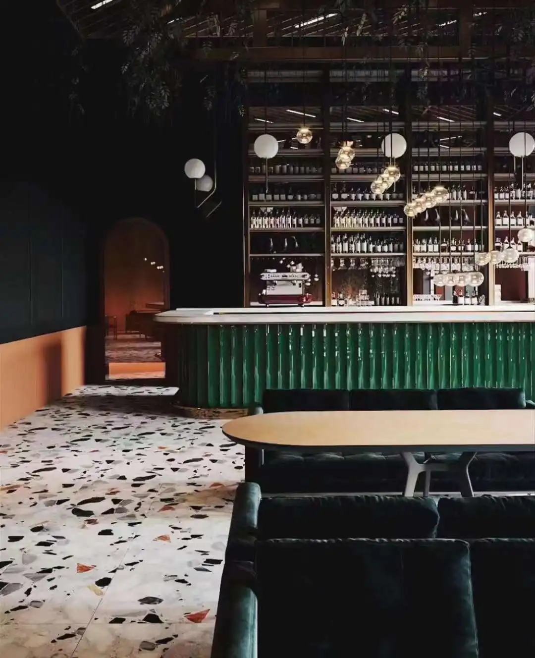 Foshan New Big External Corner Ceramic Wall Tile 80*600mm Forest Green Color for Coffee Shop Countertop