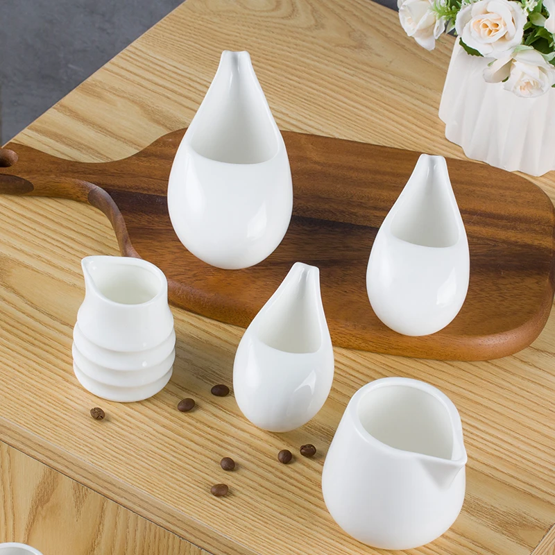 Classique Blanc Porcelaine Crémier Pot Lait Crémier Cruche Saucière Petit Crémier En Céramique Pichet Servir Pour Sauce Salade Café Thé