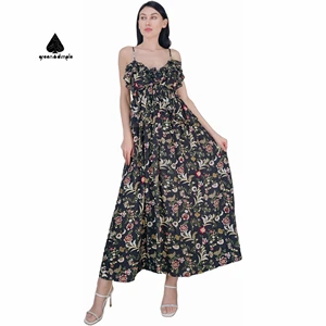Customize High Quality Ladies Black Elegant Summer Dress 2026 New Trendy Free Size Floral Casual Dresses for Women