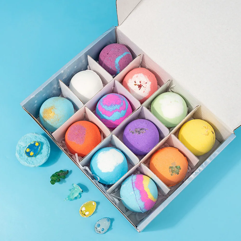 跨境彩色儿童沐浴炸弹趣味爆炸玩具即时漂浮盐浴球礼品套装