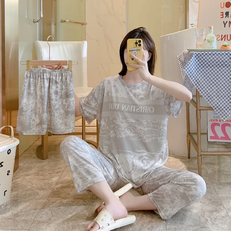 Foreign Trade Pajamas Korean Style2022New Pajamas Women's Summer Milk Silk  Three-piece Sleepwear Set - Buy Foreign Trade Pajamas Korean Style2022New Pajamas  Women's Summer Milk Silk Three-piece Sleepwear Set Product on