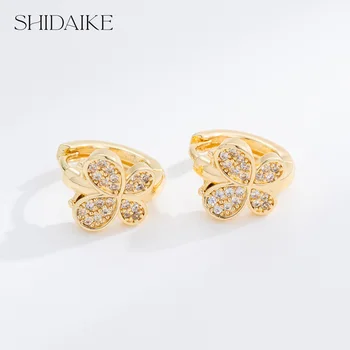 18K Gold Plated Brass Zircon Stones Heart Clip-On Earrings Trendy Boutique Fashion Party Jewelry Factory Wholesale