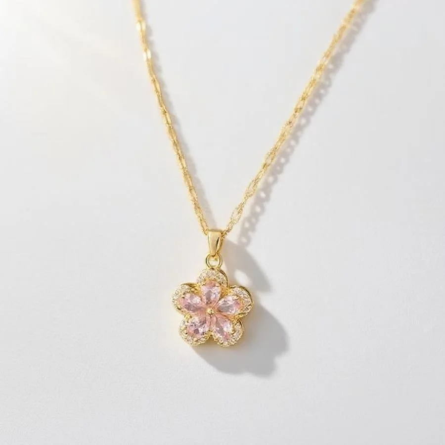 Haomi Crystal Five-leaf Flower Necklace