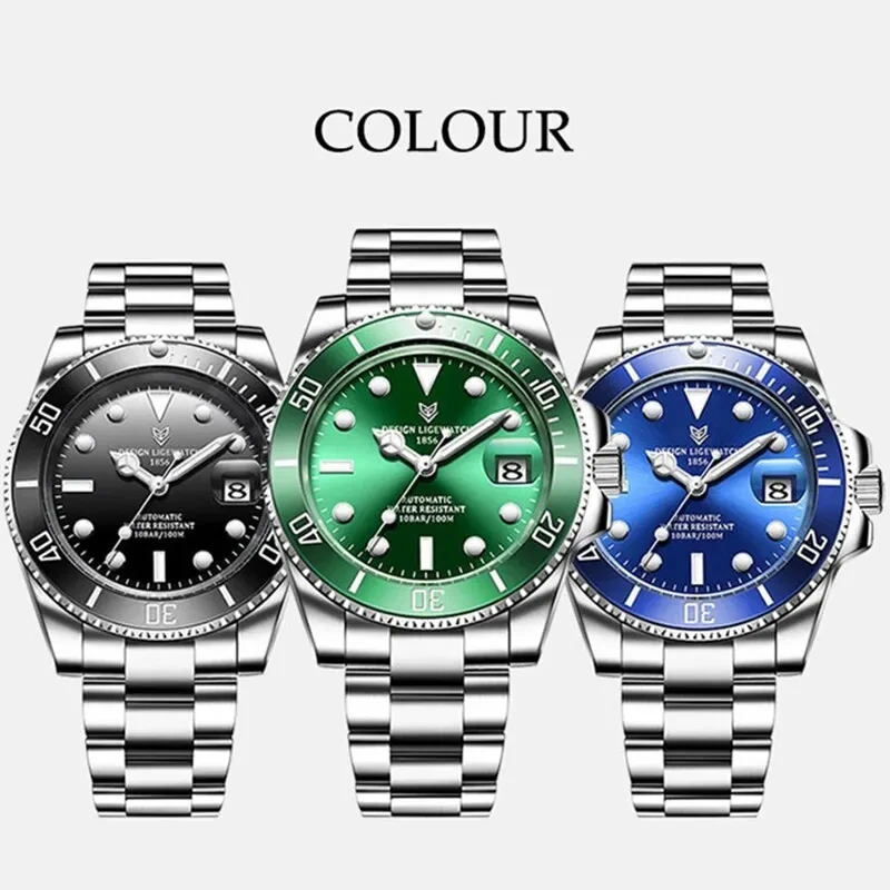LIGE 6801 Men's Watch - Luxury Automatic Stainless Steel