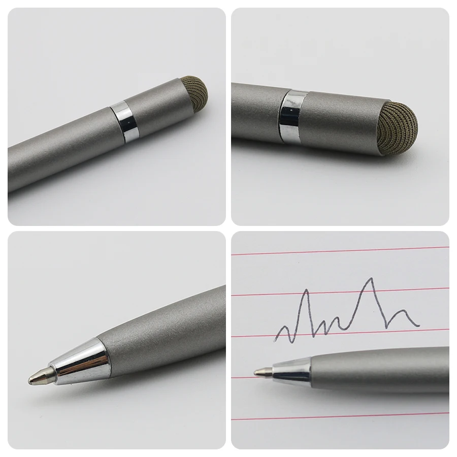 No Clip Round  Metal Ball Pen With Stylus Logo Pen  Custom Brand Pen