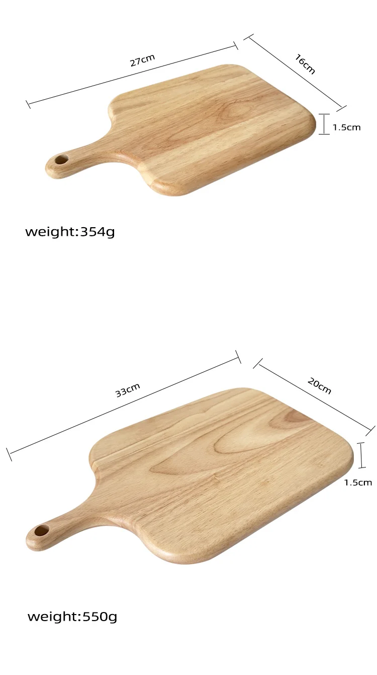 Rubber Wood Cutting Board With Handle Chopping Board For Kitchen Cheese And Food Serving Tray
