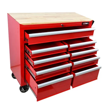 Free Shipping 9 Drawers Multifunctional Tool Cart With Wheels And Wooden Top