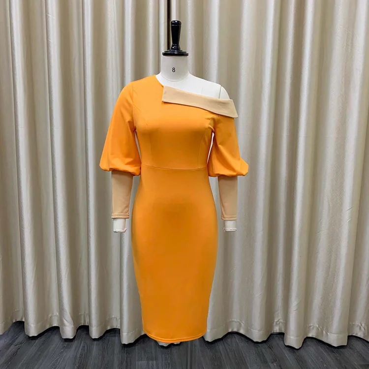 New Patchwork Color Bag Buttock Off-the-shoulder Bubble Sleeve ...