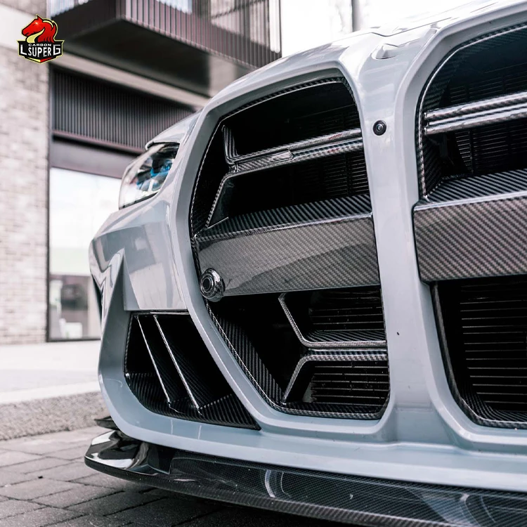 CSL Style Prepreg Carbon Fiber Front Bumper Grill With ACC for BMW M3 M4 G80 G82 Car Grille