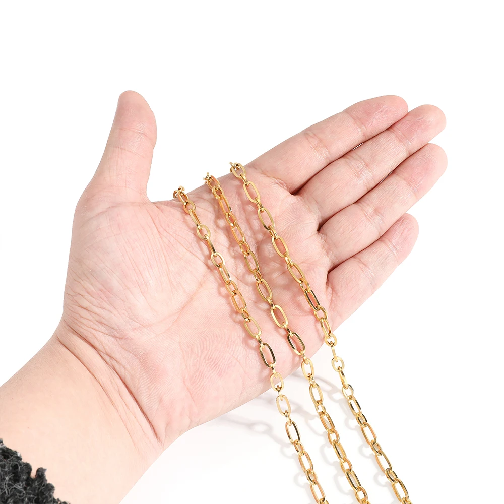 Factory Wholesale Jewelry Stainless Steel Chains Roll Plated Gold