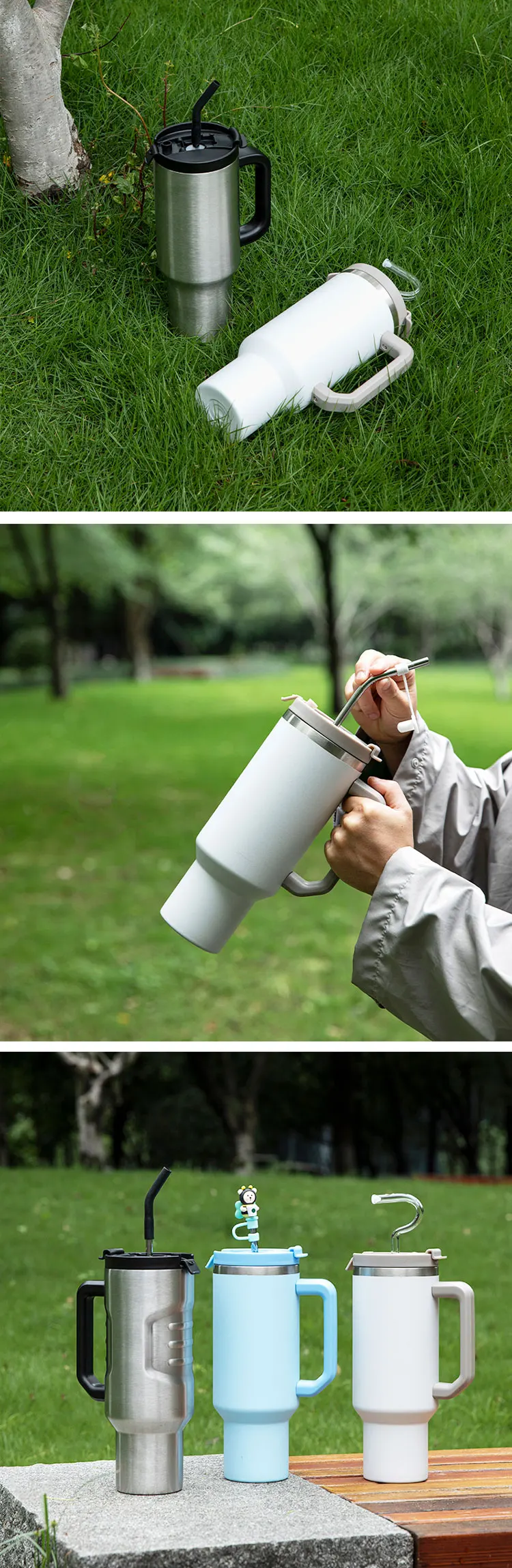 Custom 40oz Tumbler Vacuum Tumblers Stainless Steel With Handle Travel