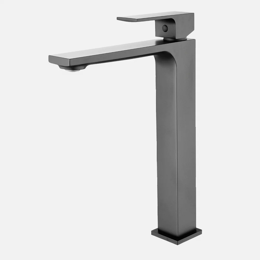 High Quality Gun Metal Deck Mounted Basin Faucet Bathroom Tall Brass Basin Faucet Hot and Cold Basin Faucet