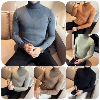Vigour Custom Fashion Long Sleeve Turtleneck Wholesale Man Knit Thick Cotton Pullover Sweater