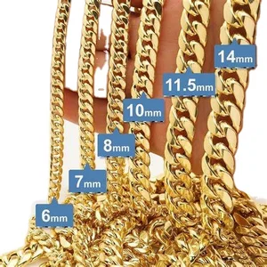 Customized Hiphop Mens Stainless Steel Chain Gold Plated Custom Cuban Link Choker Necklace for Gift