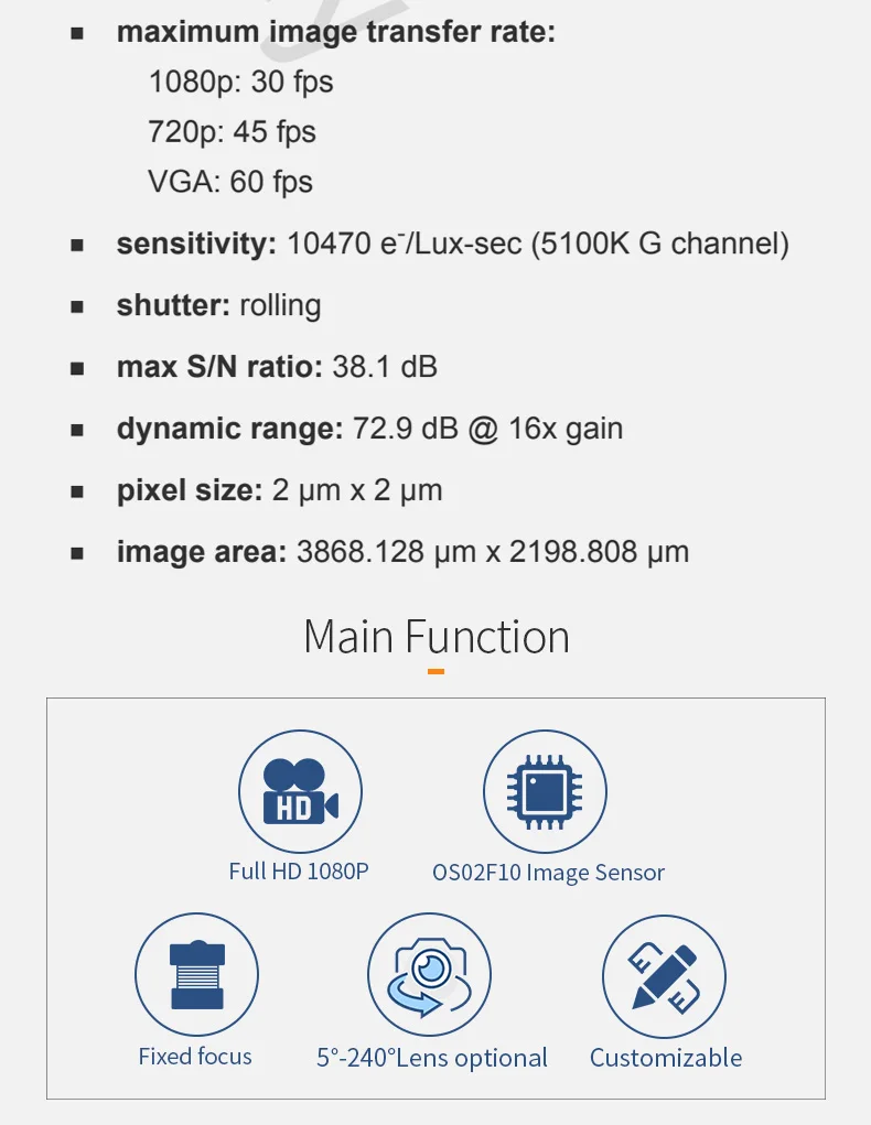 DGZX 1080p 30fps high-definition low light low-power camera module OS02F10 intelligent wearable application Mipi插图3