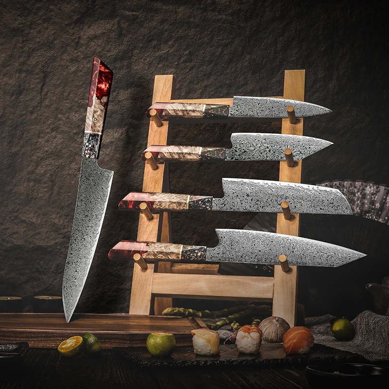 Damascus Knives Set Grandsharp  Kitchen Knives Steel Aus10 - 1