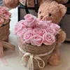 pink 21 lychee roses flower pot teddy bear)