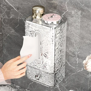 Hot Selling Bathroom Tissue Boxes Waterproof Wall-mounted Tissue Storage Box with Drawer