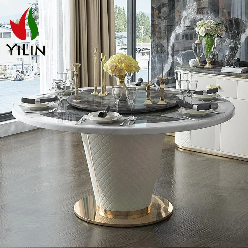 New Design Round Table Top Marble Dining Table Home Dining Room Furniture Hotel Wedding Banquet Dining Table