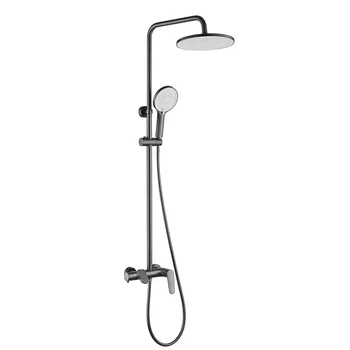 Button Control Function Shower Faucet Bath and Bathroom Rain Shower Systems with Waterfall Spout Tap Contemporary Single Handle