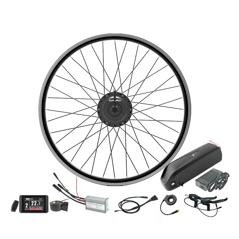 700c Bike Rear Wheel 36v 48v 350w Ebike Motor Electric Bicycle Conversion  Kit for E-bike with 10AH Battery