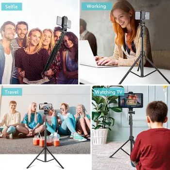 MT36 Selfie Stick Phone Tripod 67" Extendable Travel Tripod Stand with Phone Clip 1.7meter Tripod for Video Shooting Vlog detail image