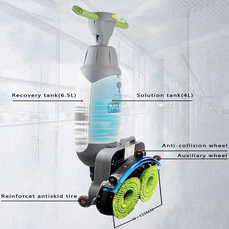MLEE 100H Small Weight Hand Push Lithium Battery Portable Commercial Floor Scrubber