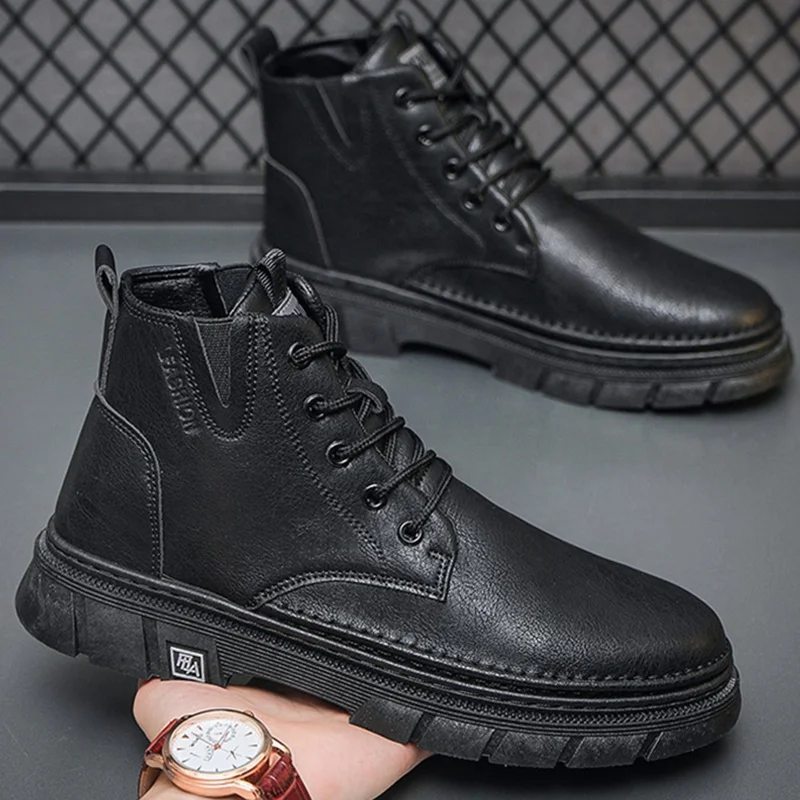 Y Boots Men's High Top Retro Shoes Casual Heightened Footwear Shoes for Men - Image 3