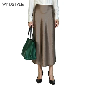 Female High Waist Slim Drop Sense Split Skirt Acetic Acid  A-Shaped  Casual Style Breathable Ruffles