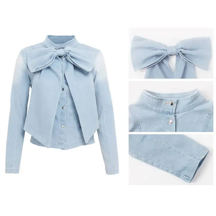 2022  fashion long sleeve bow women's blouses shirt ladies jeans top