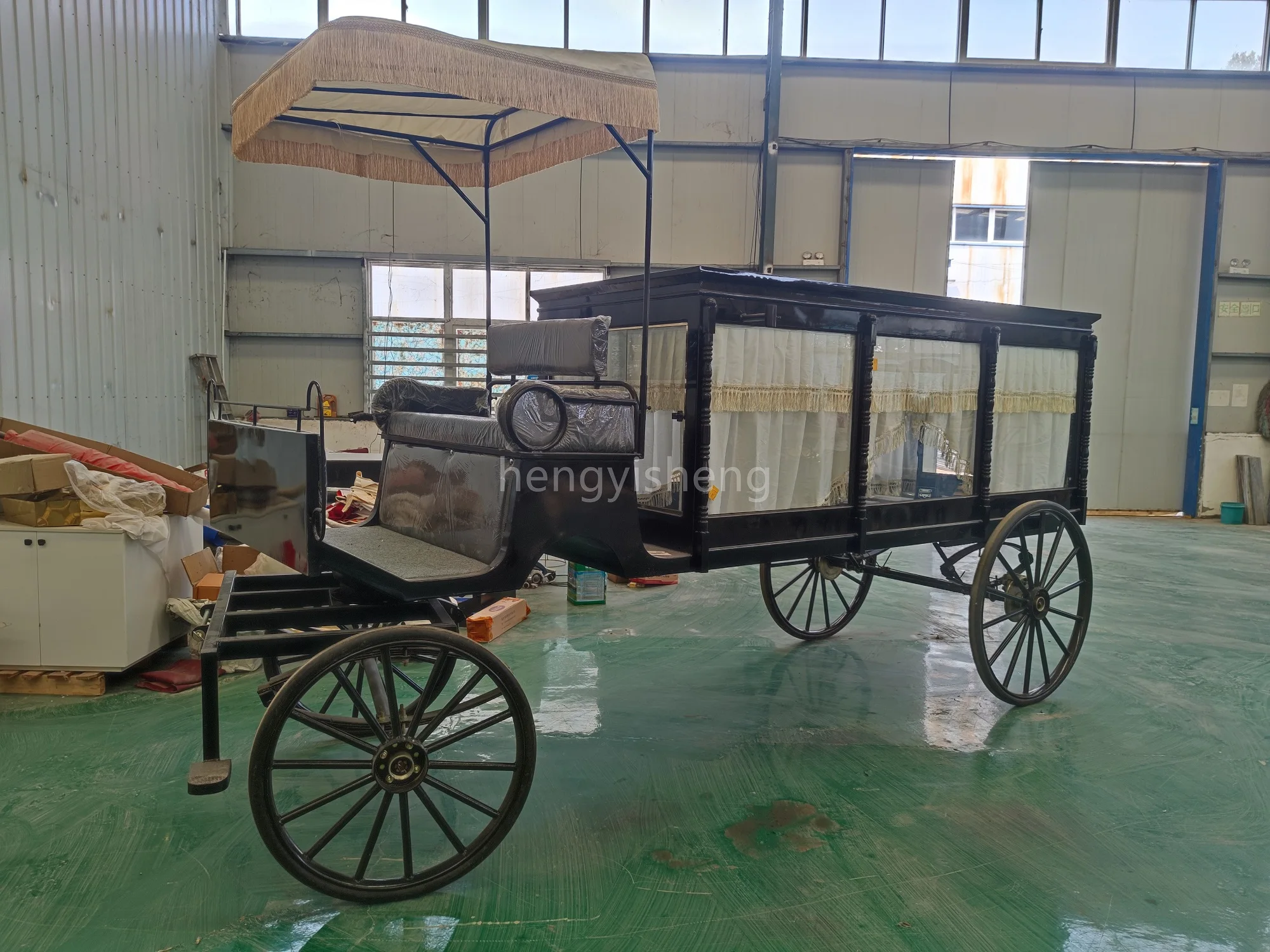 Traditional Black Hearse Carriage Nigerian Style Funeral Wagon