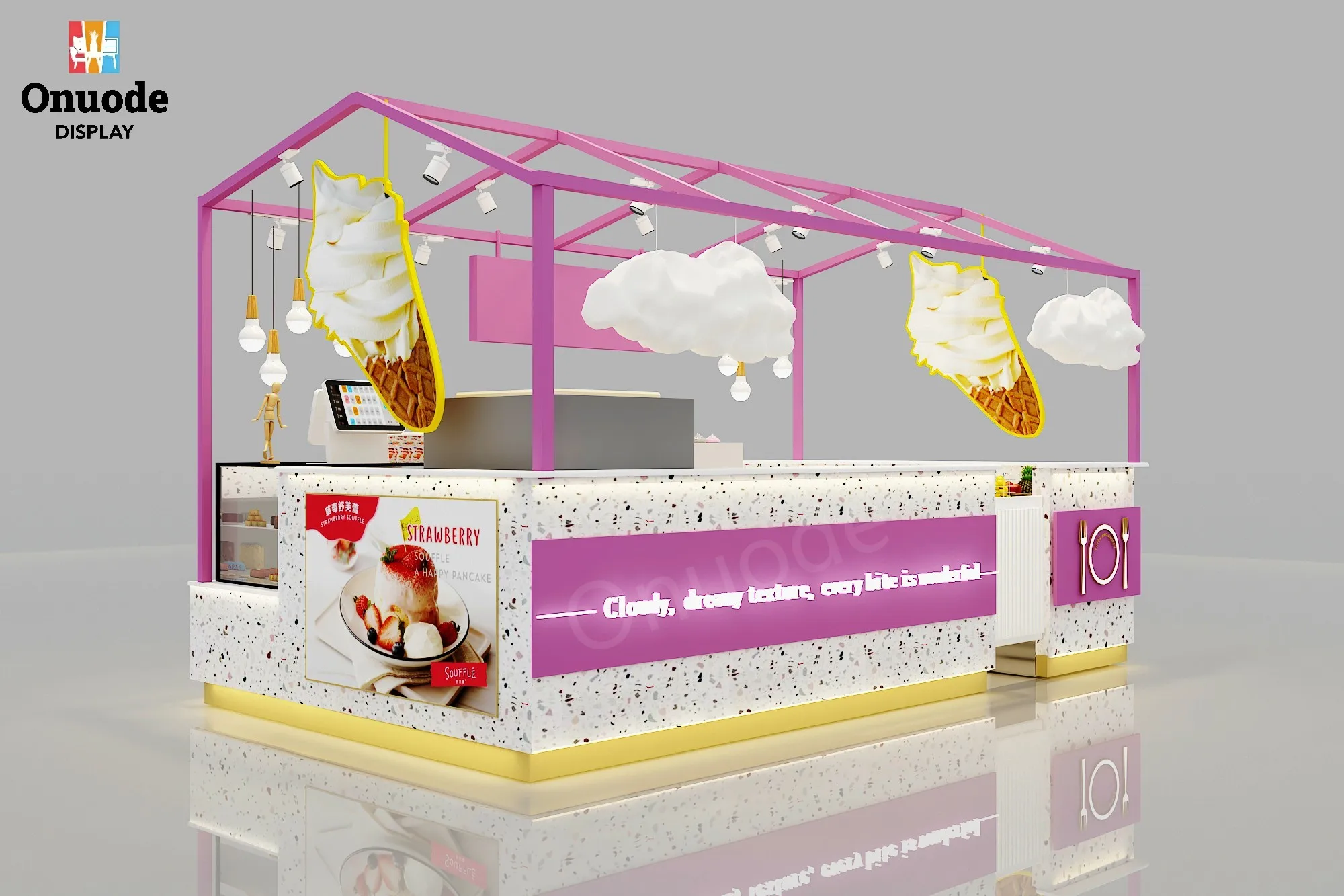 Premium Design Food Ice Cream Display Counter Premium Showcases for Cake Display Cabinet for Mall Kiosk Ice Cream Kiosk