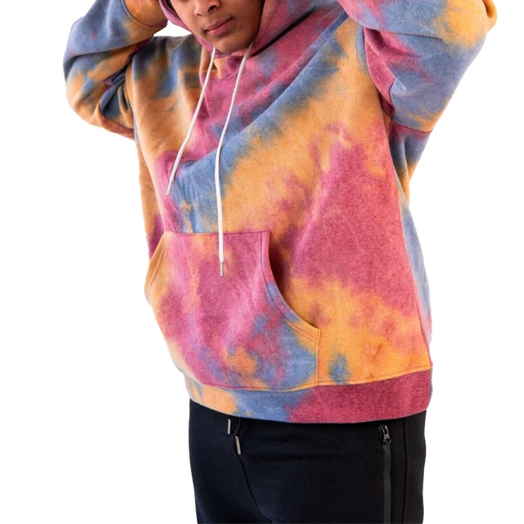 Men's Tiedye Hoodie Oversized Cotton Blend Sweatshirt With Kangaroo