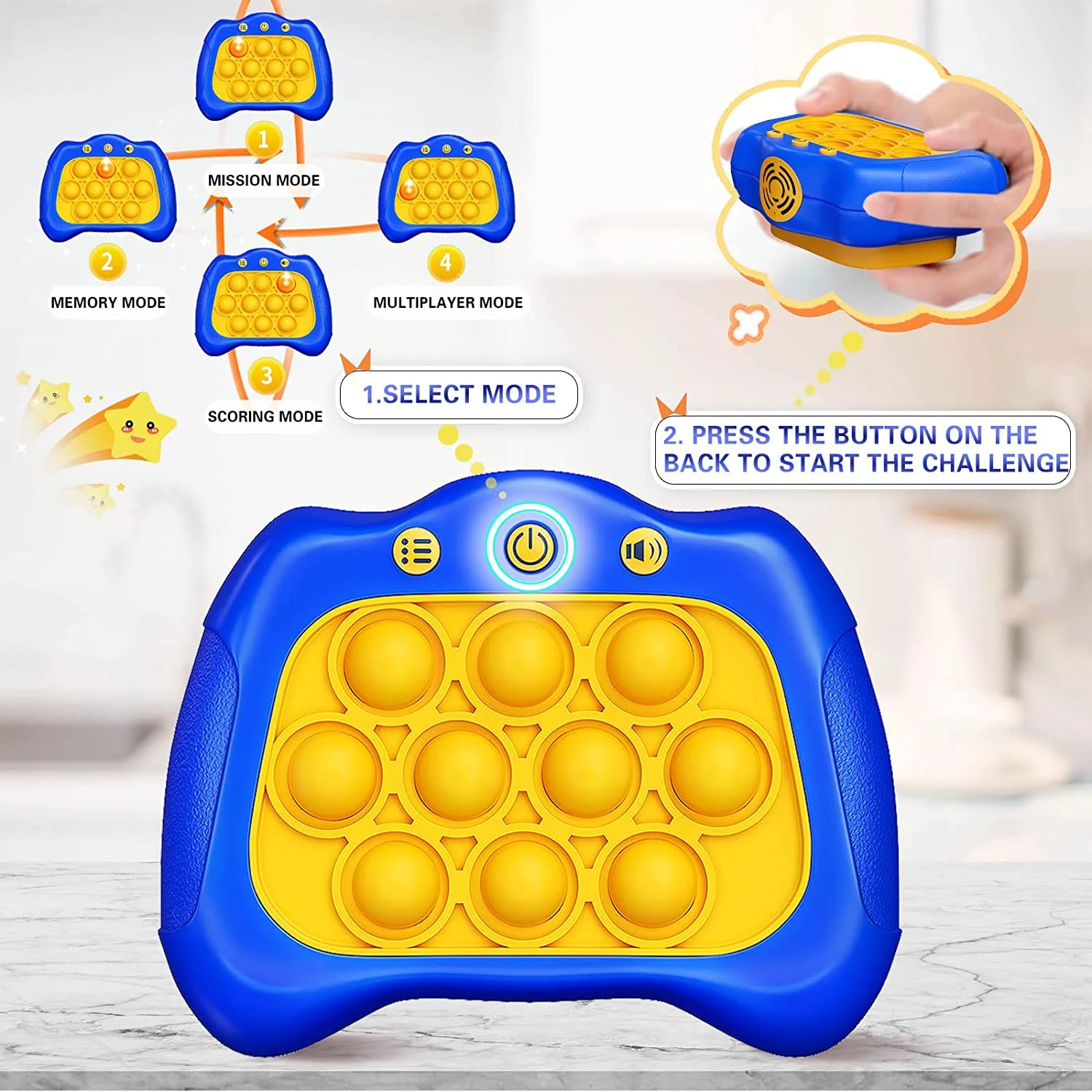 PT Quick Push Decompress Toy Electronic Gaming Bubble Pop Quick Push Game Electronic Fast Pop Quick Push Game Controller For Kid