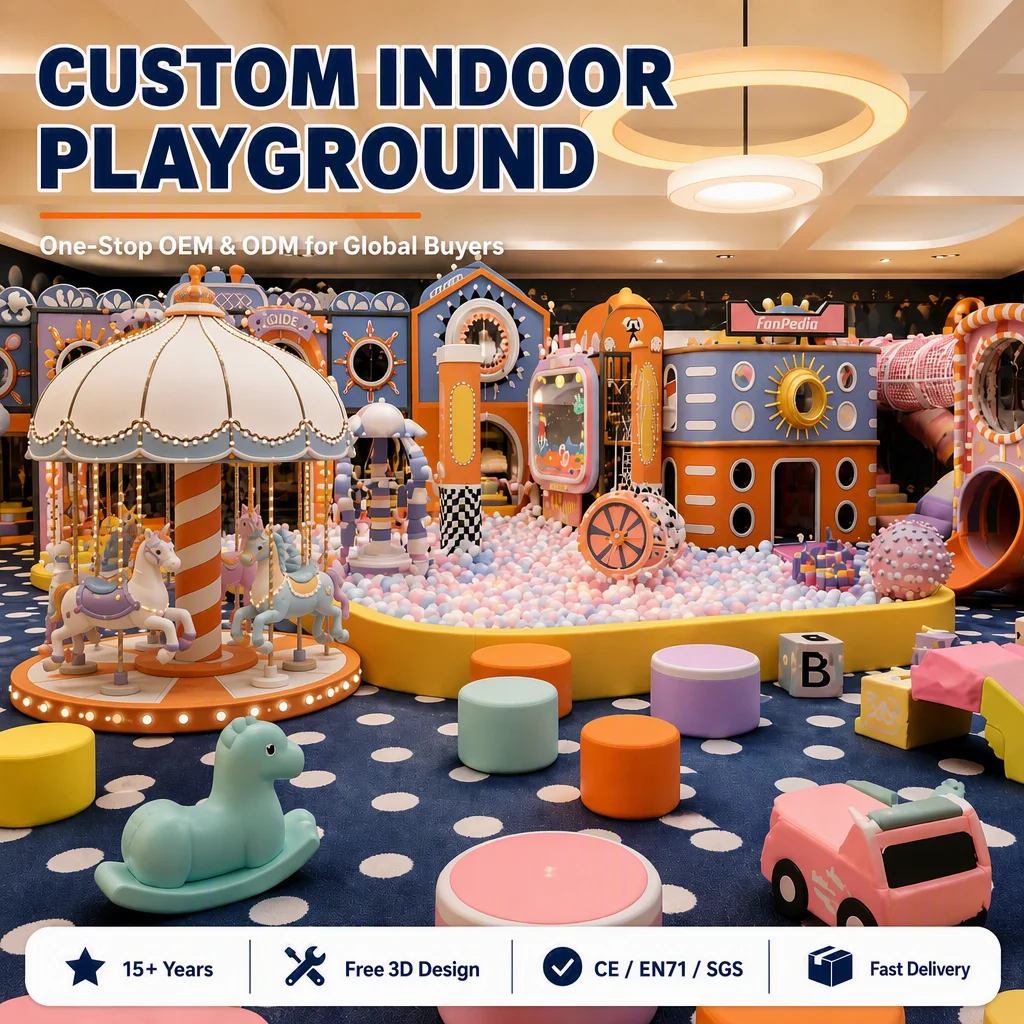 Retro Circus Themed Kids Indoor Playground Soft Play Set Naughty Castle CE CPC Certified Slide Ball Pit for Family Center OEM