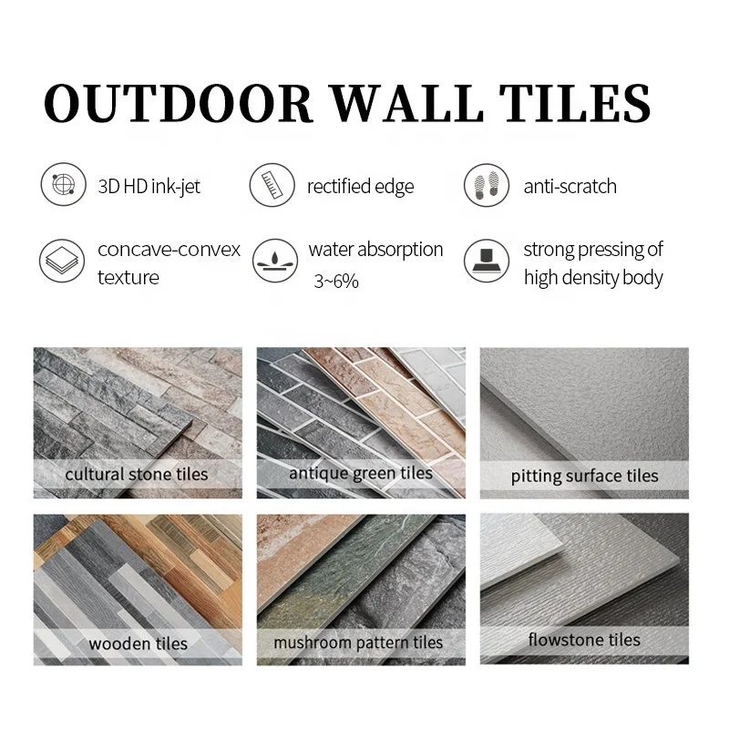3D Stacked Stone Look Porcelain Tile, Outdoor Wall Cladding Panel for Villa Facade & Garden
