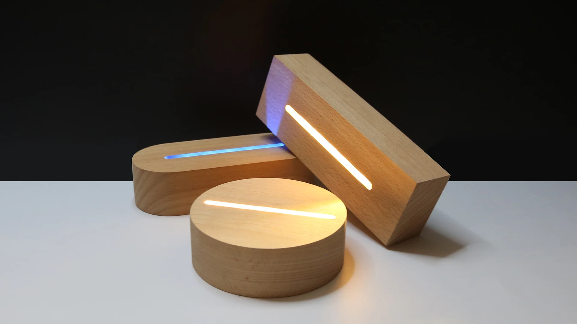 Wholesale Solid Wood Led Display Night Light Base Holder Stand 3d Led