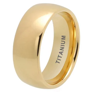 Coolstyle Jewelry 10mm Domed Polished Shiny Wholesale Gold Plated Titanium Ring for Men Women Fashion Engagement Wedding Band
