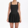 7091 pleated dress-black