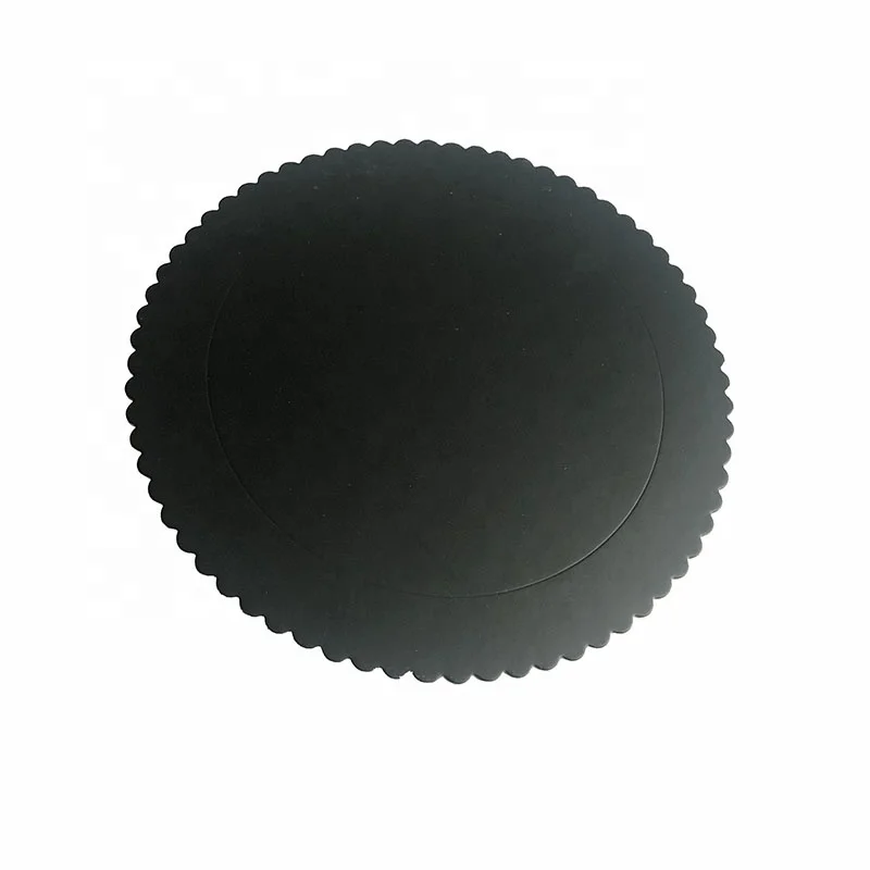 Yiwu Aotong Different Color Scalloped Die Cut Edge Round 2mm Grey Board Cake Board  for Cake Decorate