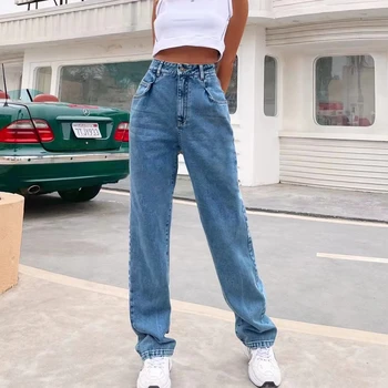 2024 new women's pants ins British style retro brown street high waist stretch micro ripped jeans women's jeans