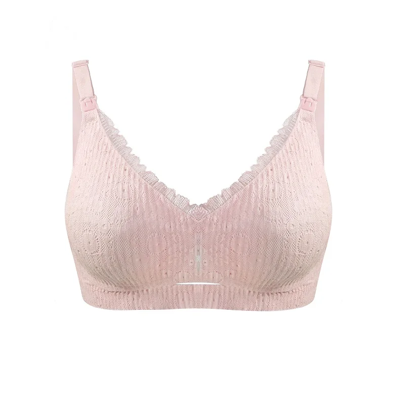 Wholesale Adjustable Postpartum Nursing Bra Lace Seamless Front Buckle Large Size No Steel Ring